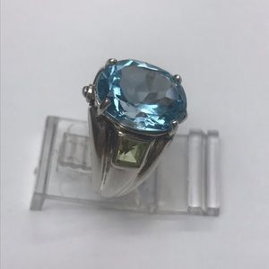 Sterling Blue Topaz and Peridot Ring.